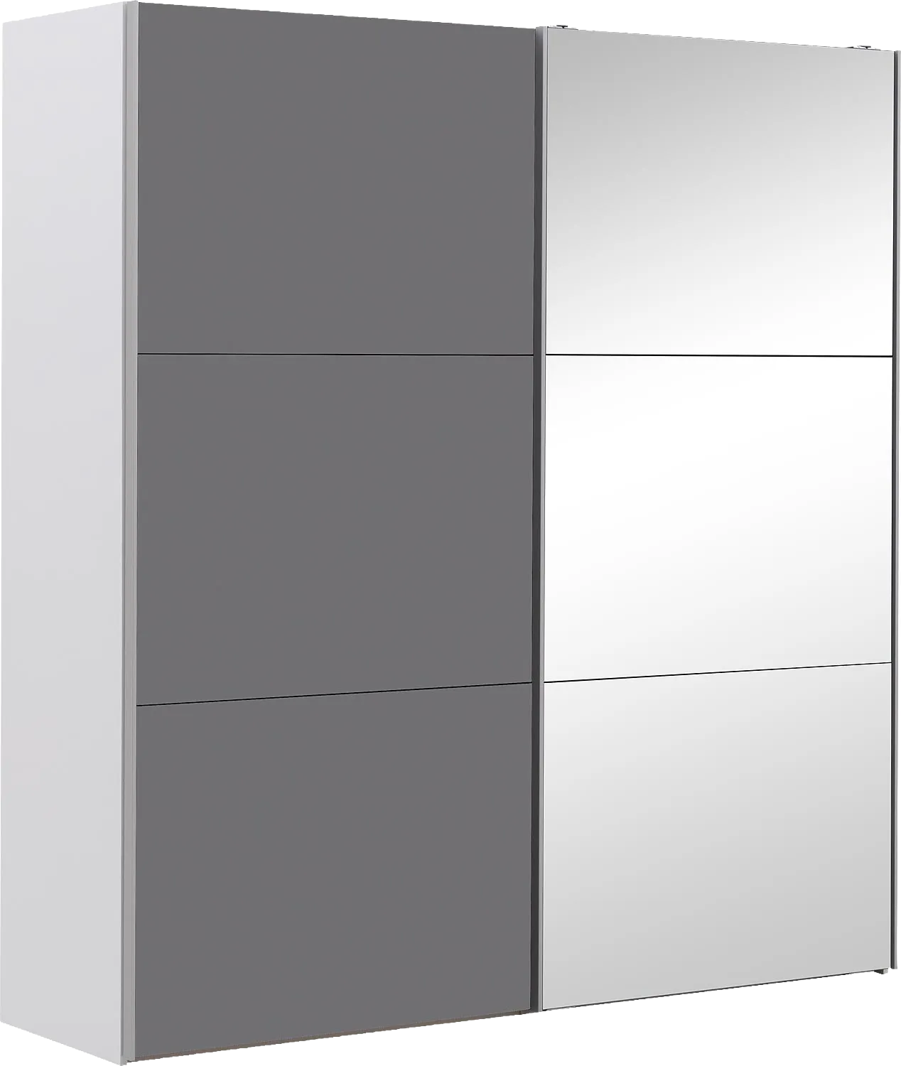 Goossens Kledingkast Easy Storage Sdk, 203 cm breed, 220 cm hoog, 1x 3 paneel glas schuifdeur li en 1x 3 paneel spiegel schuifdeur re