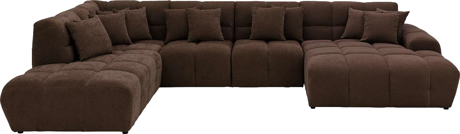 Goossens Excellent Bank Kubus donkerbruin, stof, modern design