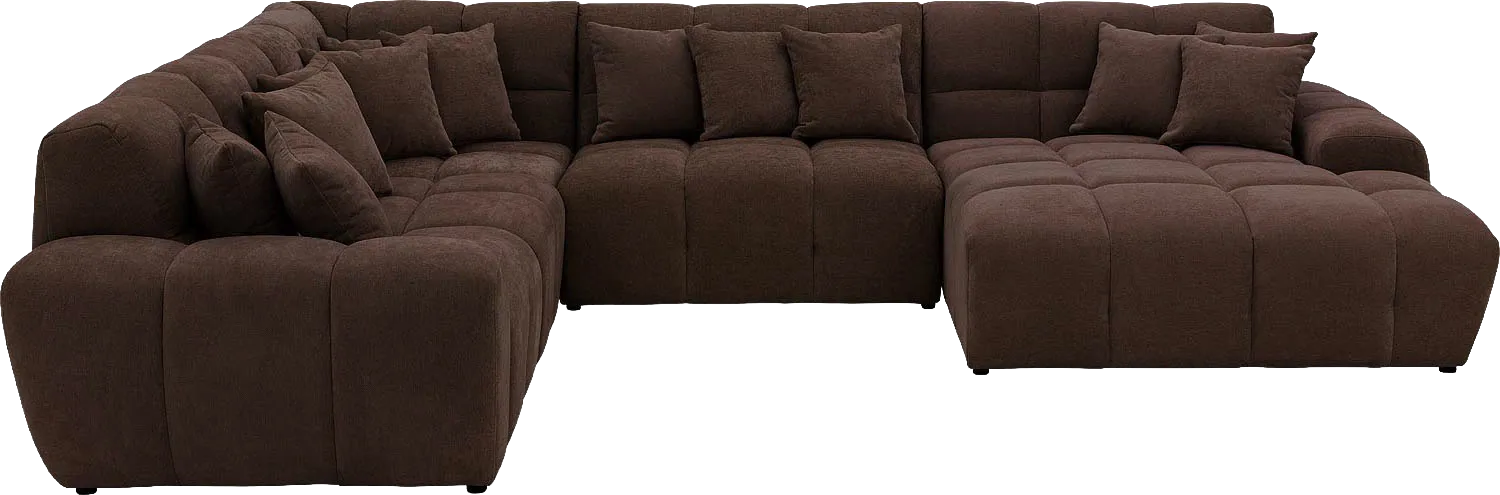 Goossens Excellent Bank Kubus donkerbruin, stof, 1,5-zits, modern design