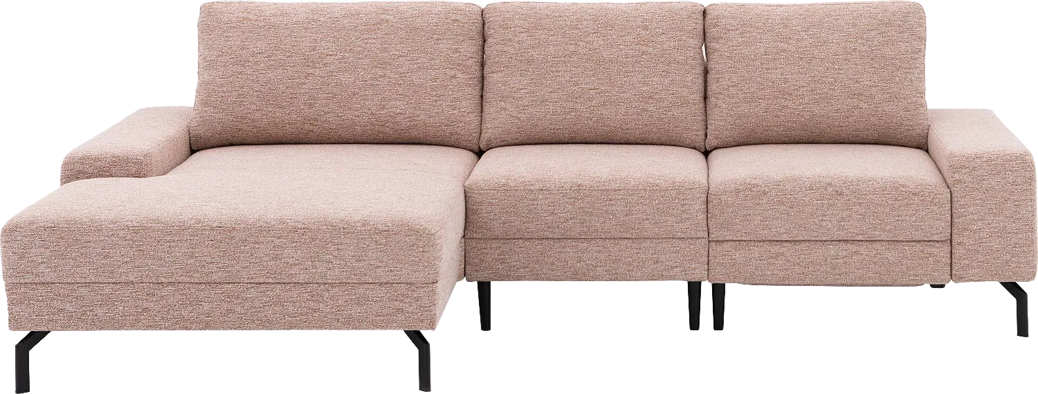 Goossens Bank Valdena roze, stof, met chaise longue links