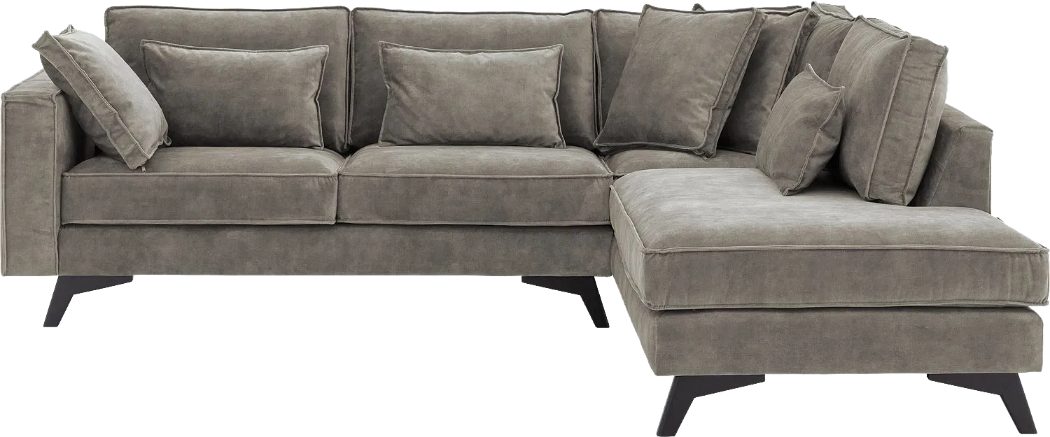 Goossens Bank Chambre grijs, stof, 2,5-zits, elegant chic met ligelement rechts