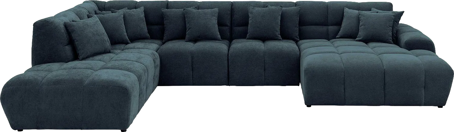 Goossens Excellent Bank Kubus blauw, stof, modern design