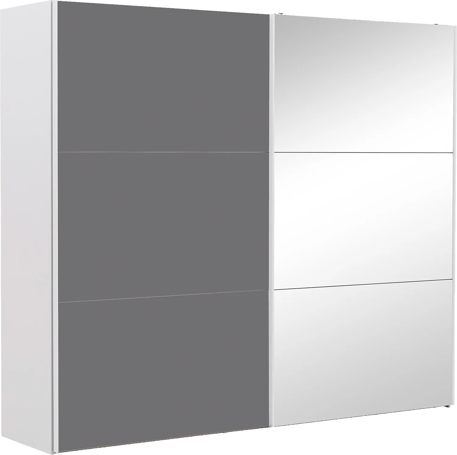 Goossens Kledingkast Easy Storage Sdk, 253 cm breed, 220 cm hoog, 1x 3 paneel glas schuifdeur li en 1x 3 paneel spiegel schuifdeur re