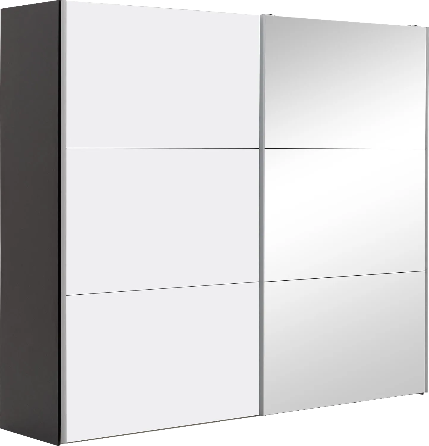 Goossens Kledingkast Easy Storage Sdk, 253 cm breed, 220 cm hoog, 1x 3 paneel schuifdeur li en 1x 3 paneel spiegel schuifdeur re