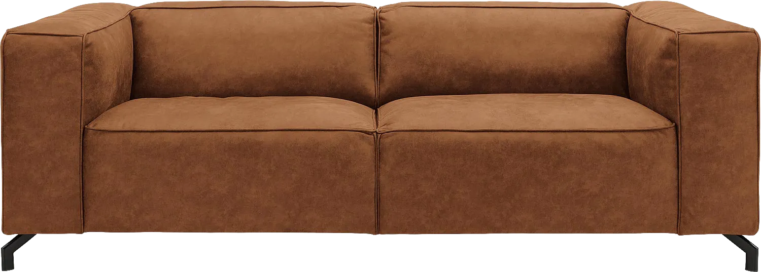 Goossens Bank Calvin cognac, micro leer, 3-zits, modern design