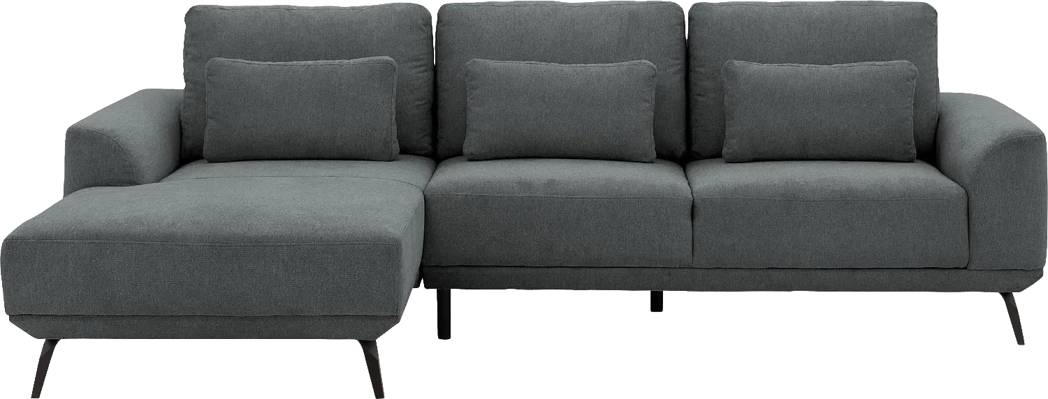 Goossens Excellent Bank Princess Met Elektrisch Uitschuifbaar Zitvlak antraciet, stof, 3-zits, elegant chic met chaise longue links