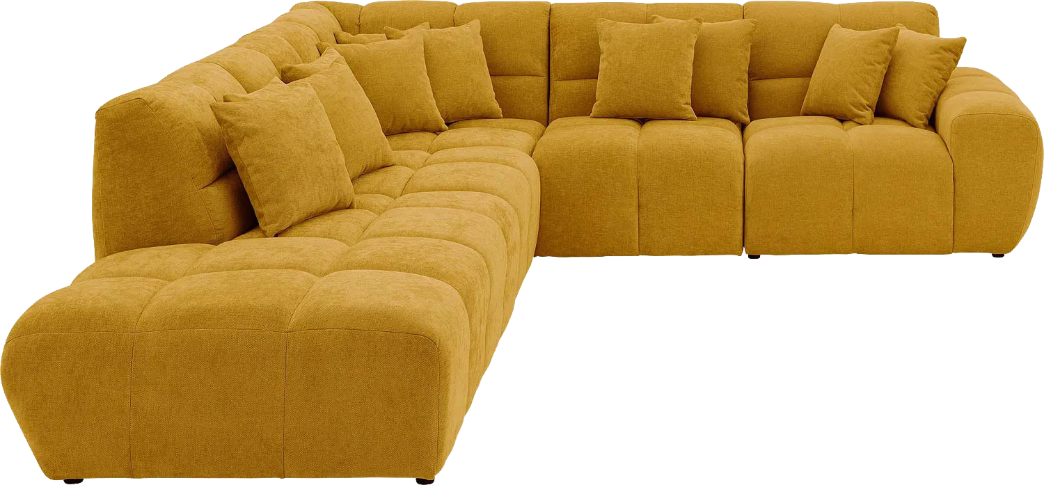 Goossens Excellent Bank Kubus geel, stof, modern design