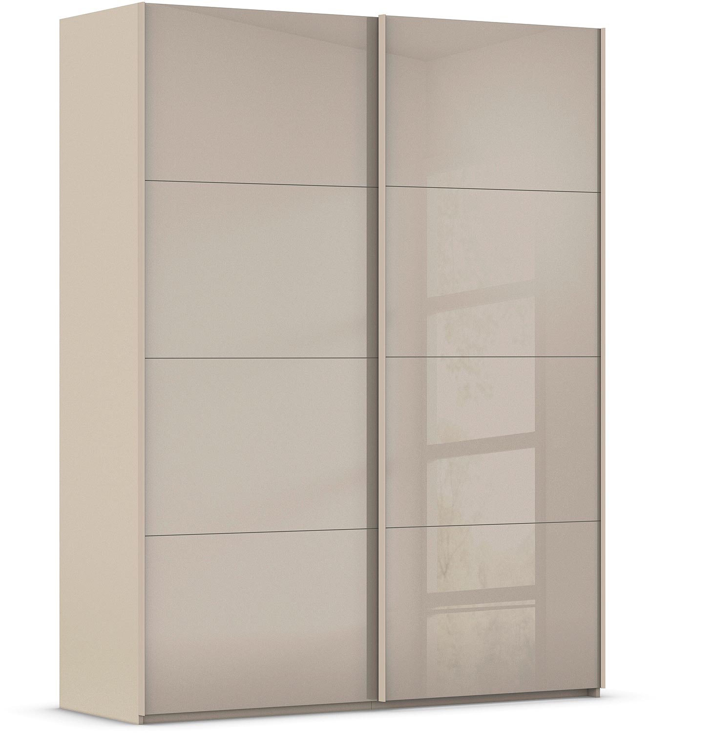Goossens Excellent Kledingkast Finca Glans Glas, Slaapkamerkast 180 cm breed, 236 cm hoog, 2x 4 paneel glas schuifdeuren