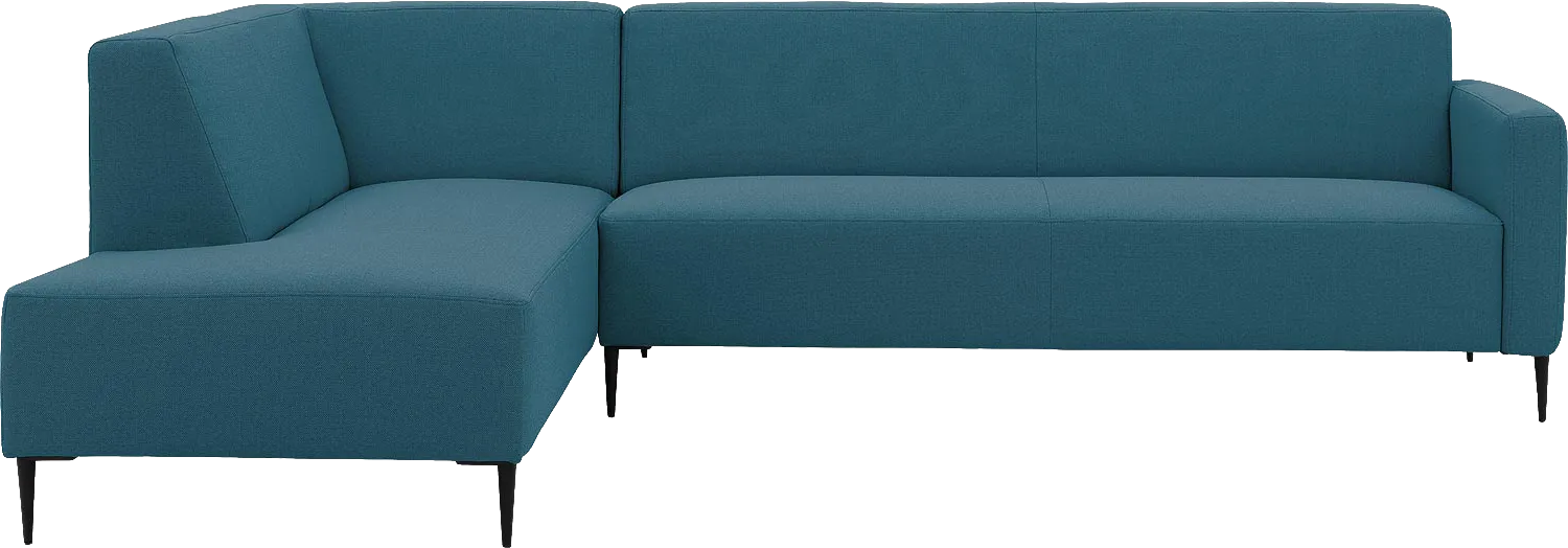 Goossens Bank Key West blauw, stof, 3-zits, modern design met ligelement links