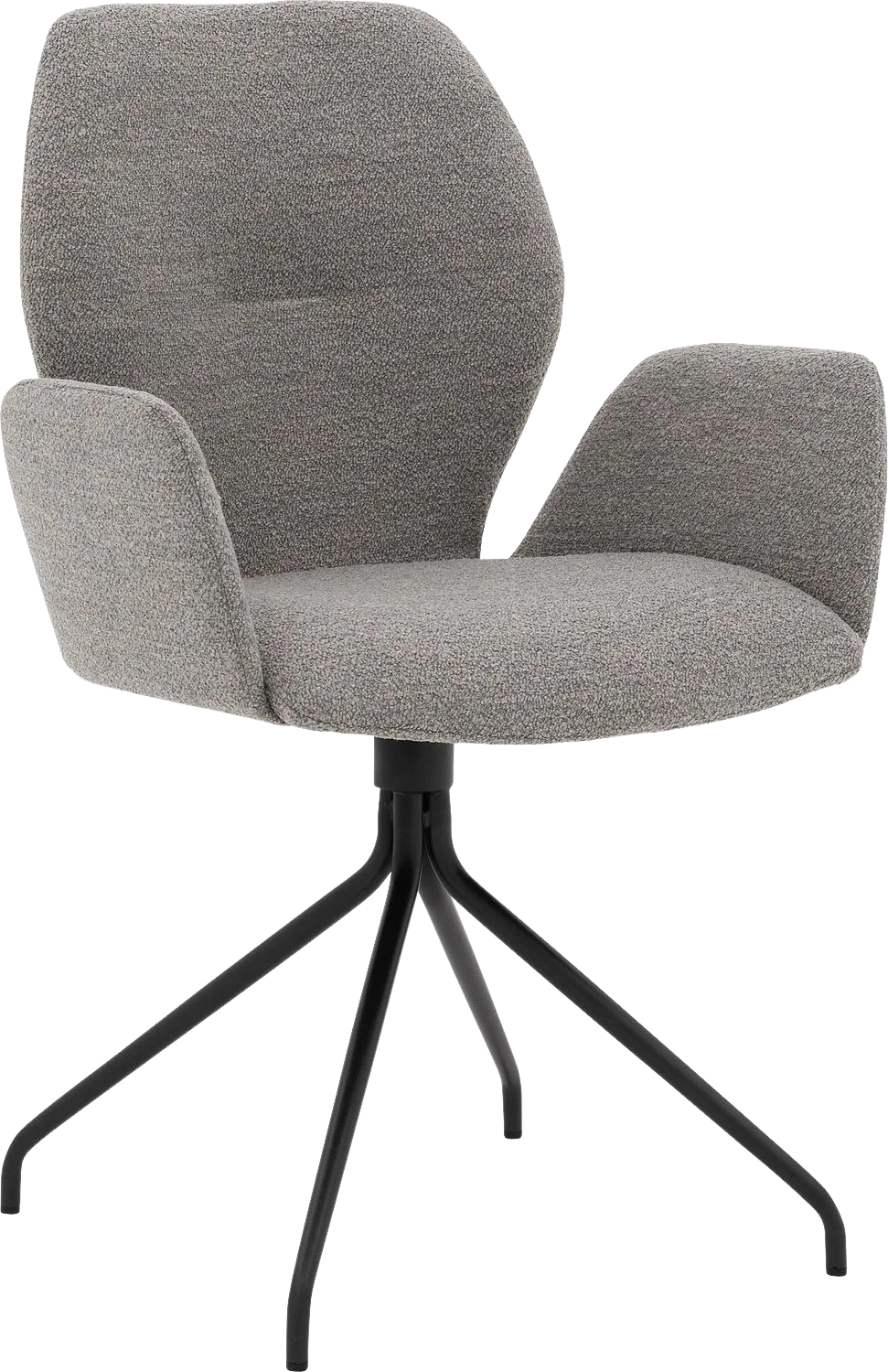 Goossens Eetkamerstoel Hera grijs stof met armleuning, modern design