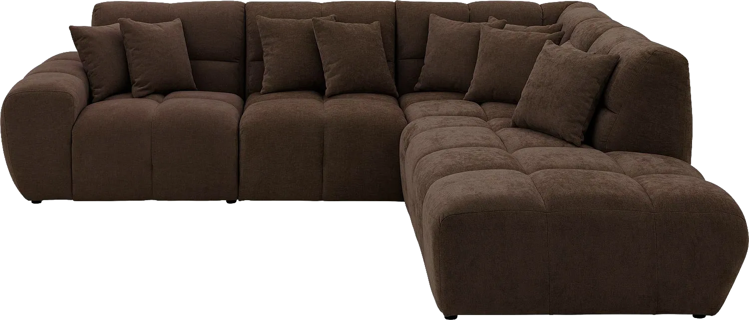Goossens Excellent Bank Kubus donkerbruin, stof, modern design