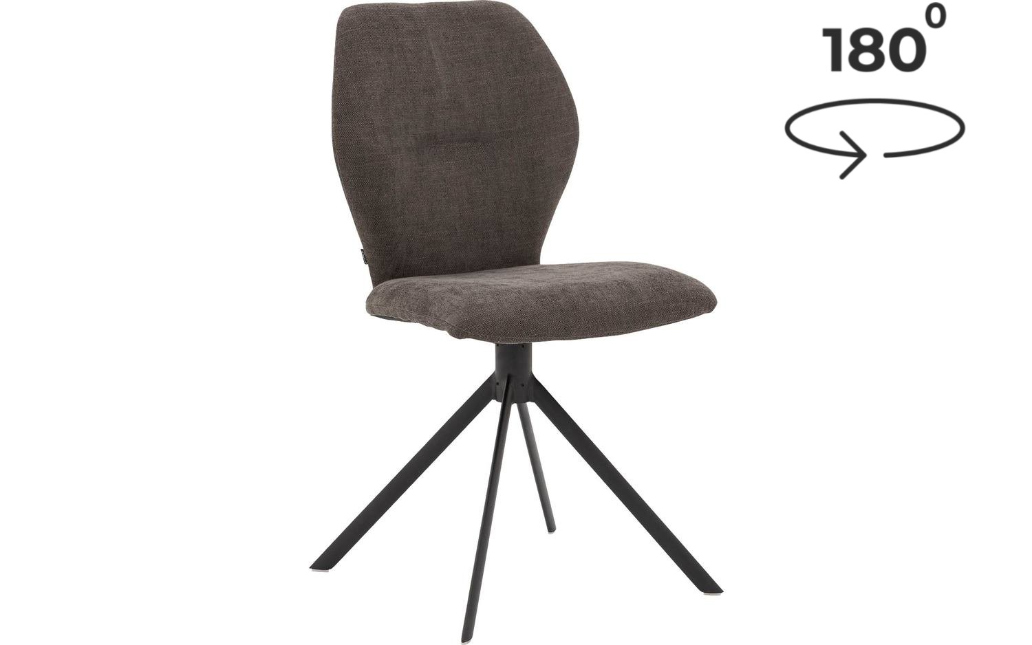 Goossens Eetkamerstoel Hera bruin stof met draaifunctie leuning, modern design
