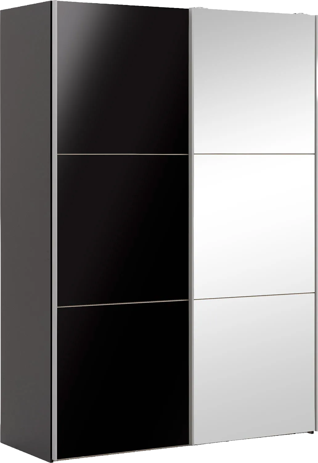 Goossens Kledingkast Easy Storage Sdk, 153 cm breed, 220 cm hoog, 1x 3 paneel glas schuifdeur li en 1x 3 paneel spiegel schuifdeur re