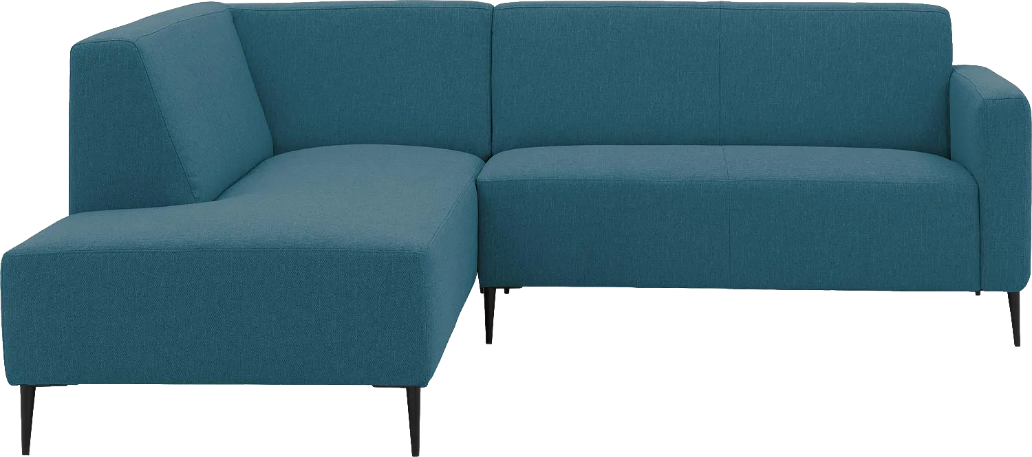 Goossens Bank Key West blauw, stof, 2-zits, modern design met ligelement links