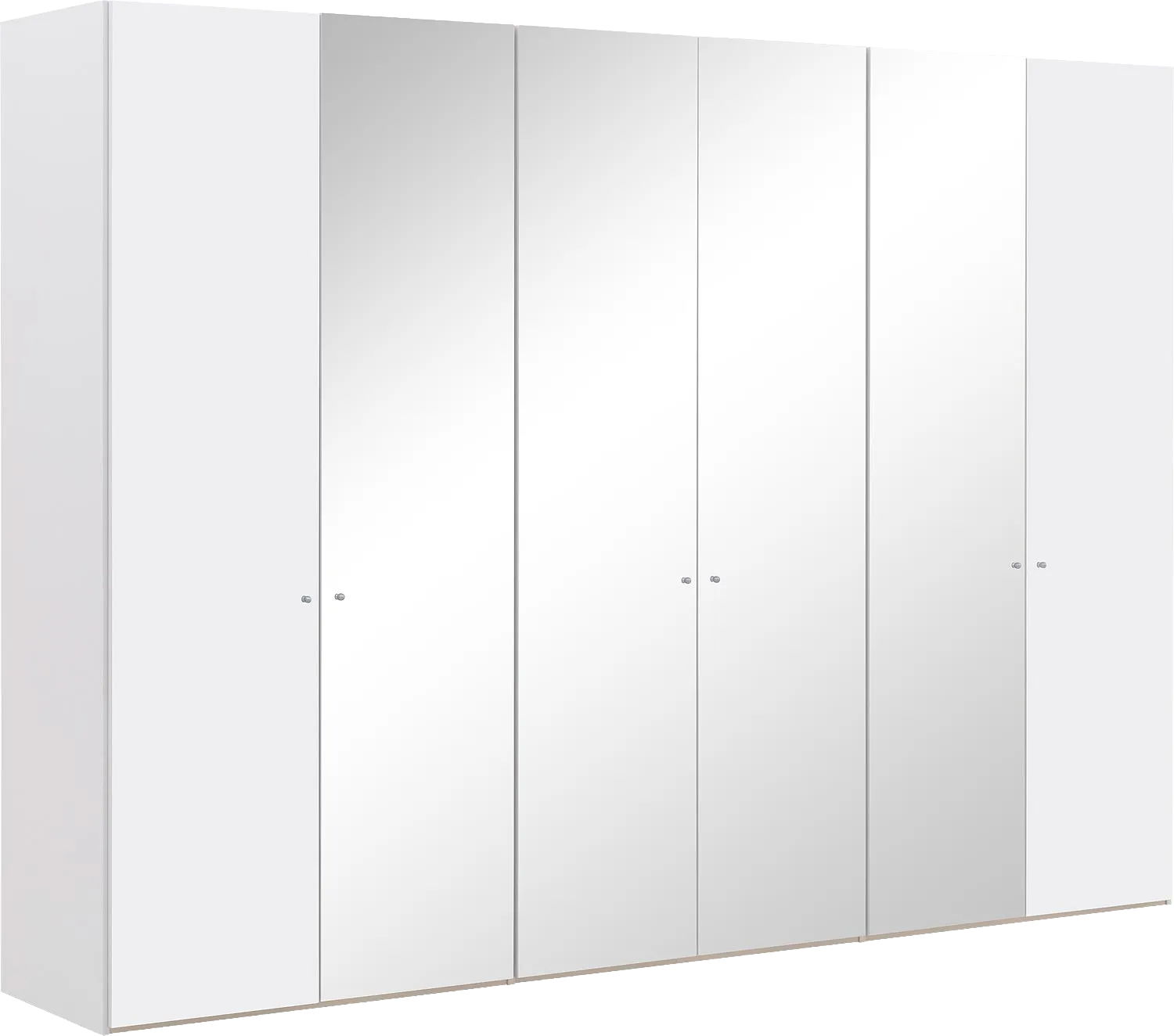 Goossens Kledingkast Easy Storage Ddk, Kledingkast 304 cm breed, 220 cm hoog, 2x draaideur en 4x spiegel draaideur midden