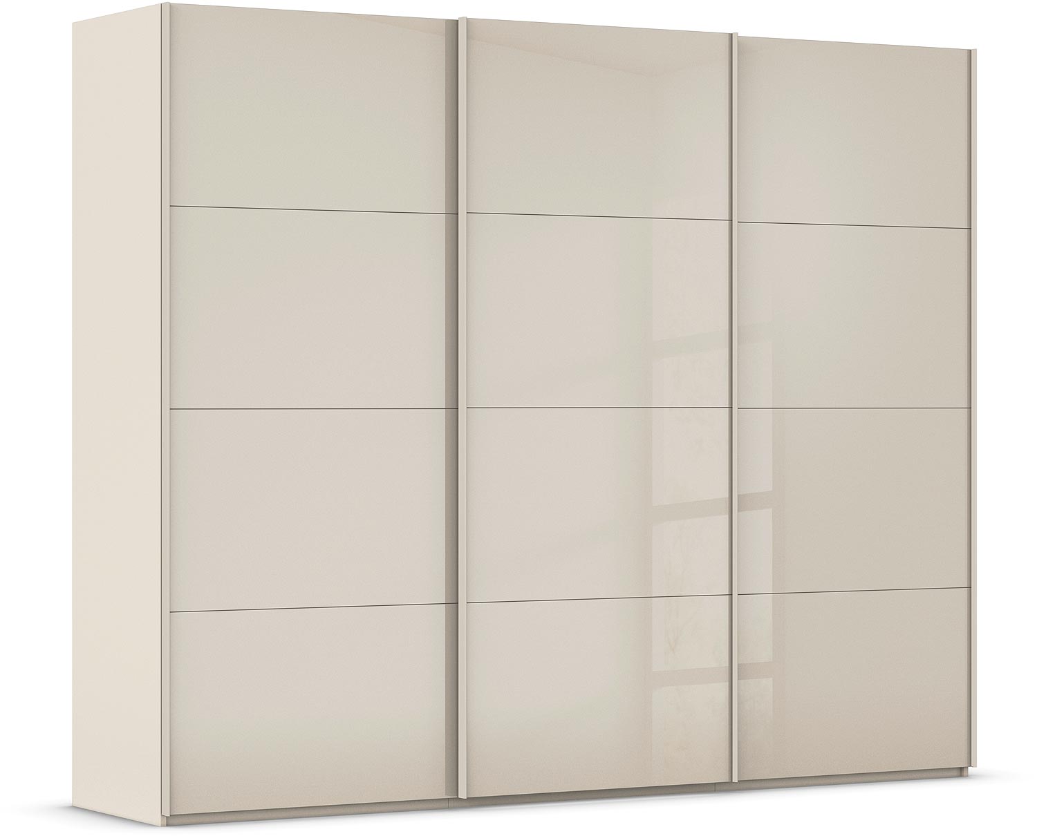 Goossens Excellent Kledingkast Finca Glans Glas, Slaapkamerkast 270 cm breed, 223cm hoog, 3x 4 paneel glas schuifdeuren