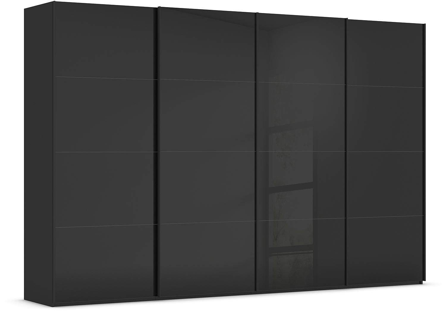 Goossens Excellent Kledingkast Finca Glans Glas, Slaapkamerkast 360 cm breed, 236 cm hoog, 4x 4 paneel glas schuifdeuren