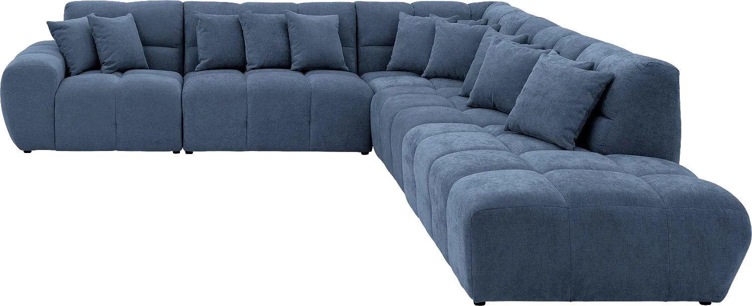 Goossens Excellent Bank Kubus blauw, stof, 1,5-zits, modern design