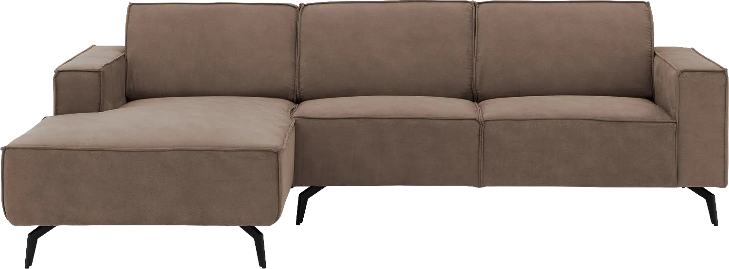 Goossens Hoekbank Hercules bruin, microvezel, 2,5-zits, modern design met chaise longue links