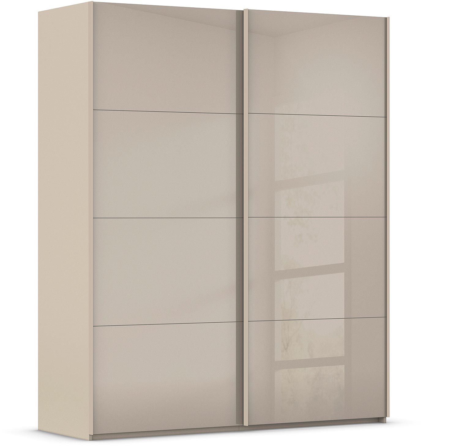 Goossens Excellent Kledingkast Finca Glans Glas, Slaapkamerkast 200 cm breed, 223 cm hoog, 2x 4 paneel glas schuifdeuren