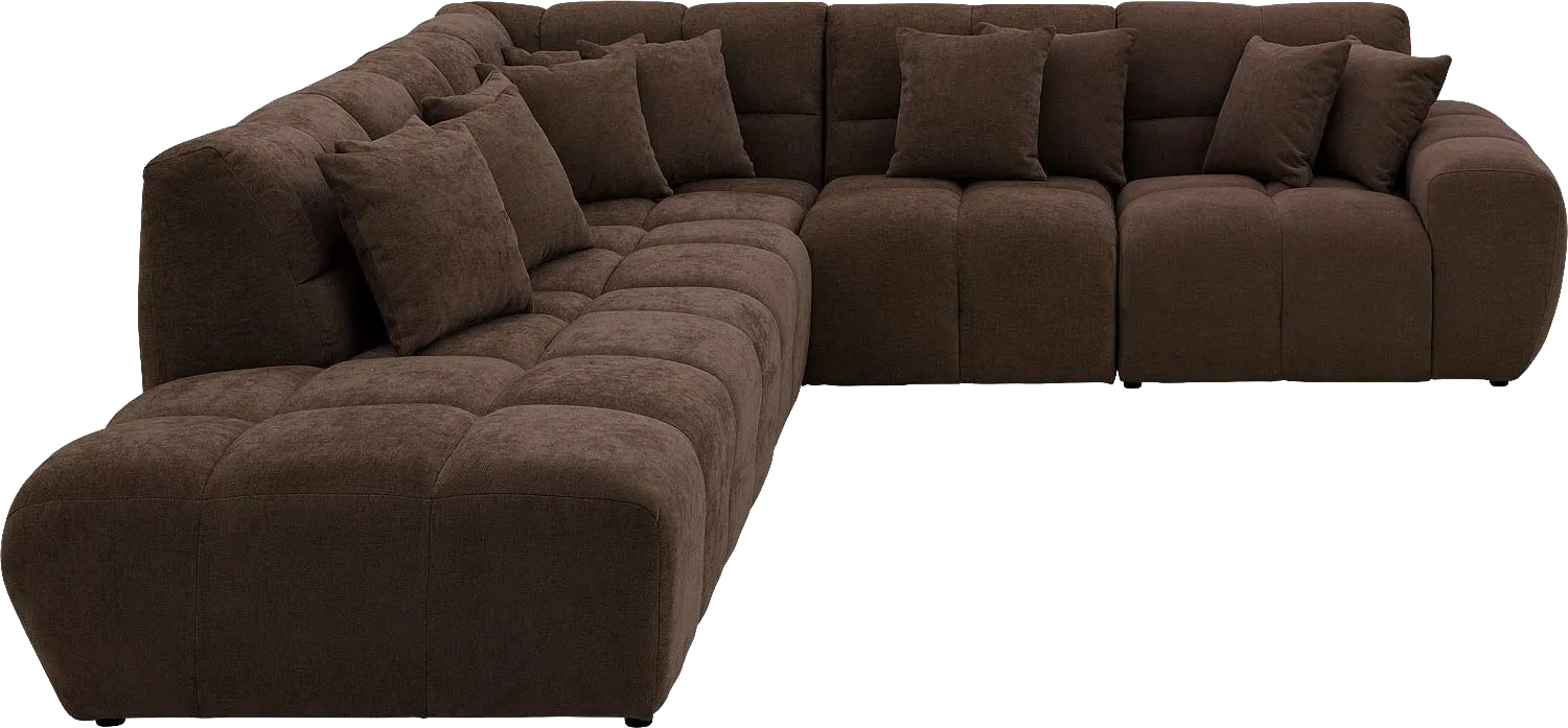 Goossens Excellent Bank Kubus donkerbruin, stof, modern design
