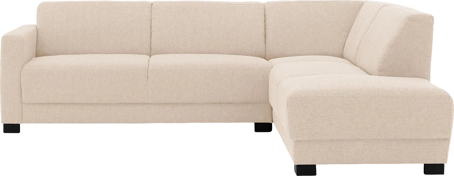 Goossens Bank My Style beige, stof, 2,5-zits, stijlvol landelijk met chaise longue rechts