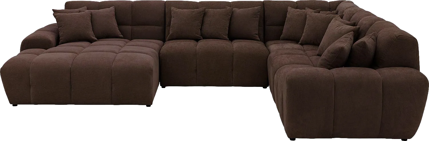 Goossens Excellent Bank Kubus donkerbruin, stof, 1,5-zits, modern design