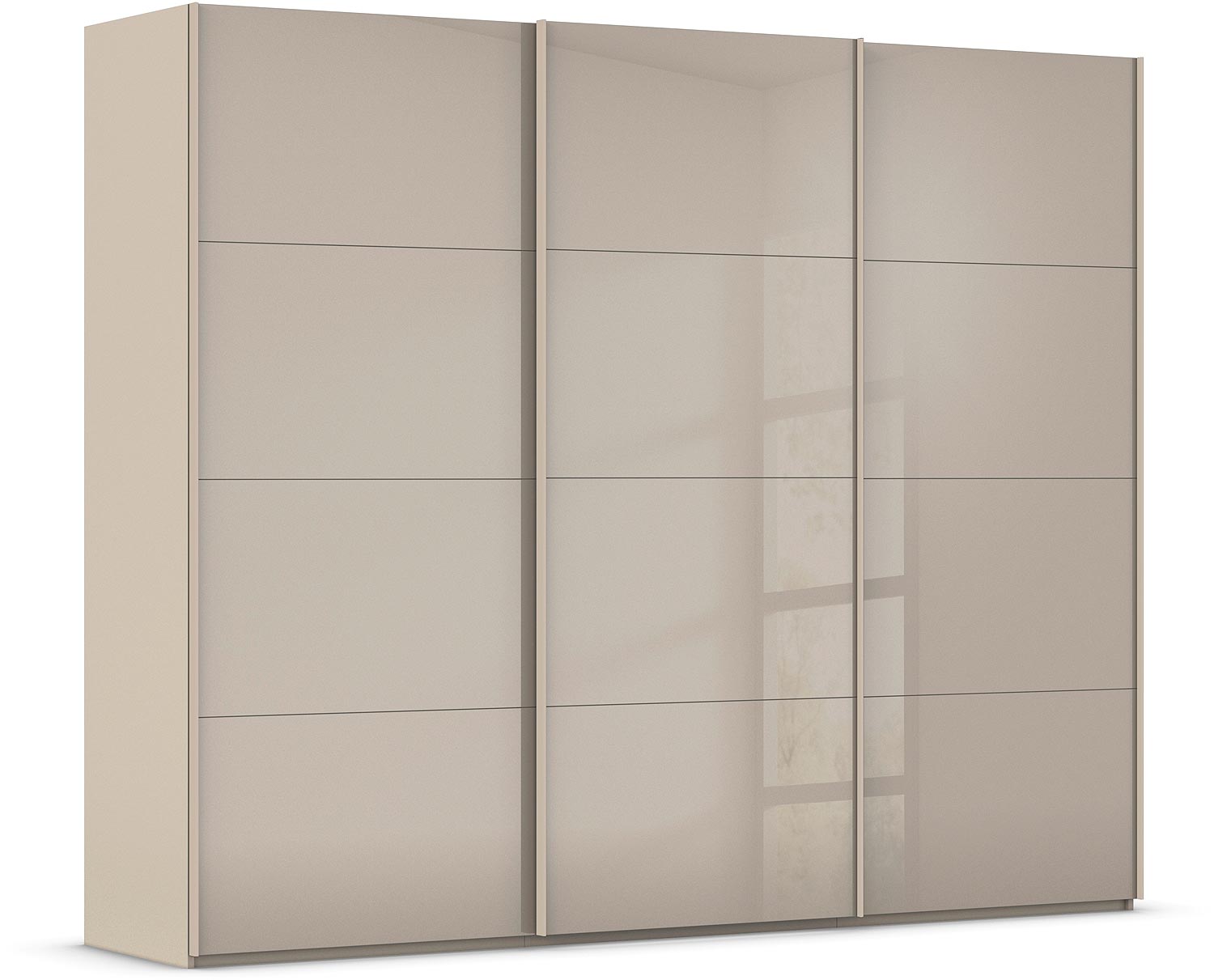 Goossens Excellent Kledingkast Finca Glans Glas, Slaapkamerkast 240 cm breed, 223 cm hoog, 3x 4 paneel glas schuifdeuren