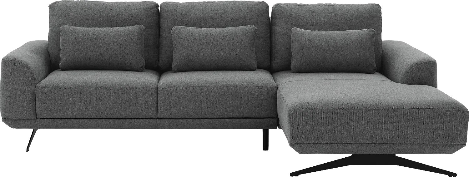 Goossens Excellent Bank Princess Met Elektrisch Uitschuifbaar Zitvlak antraciet, stof, 3-zits, elegant chic met chaise longue rechts