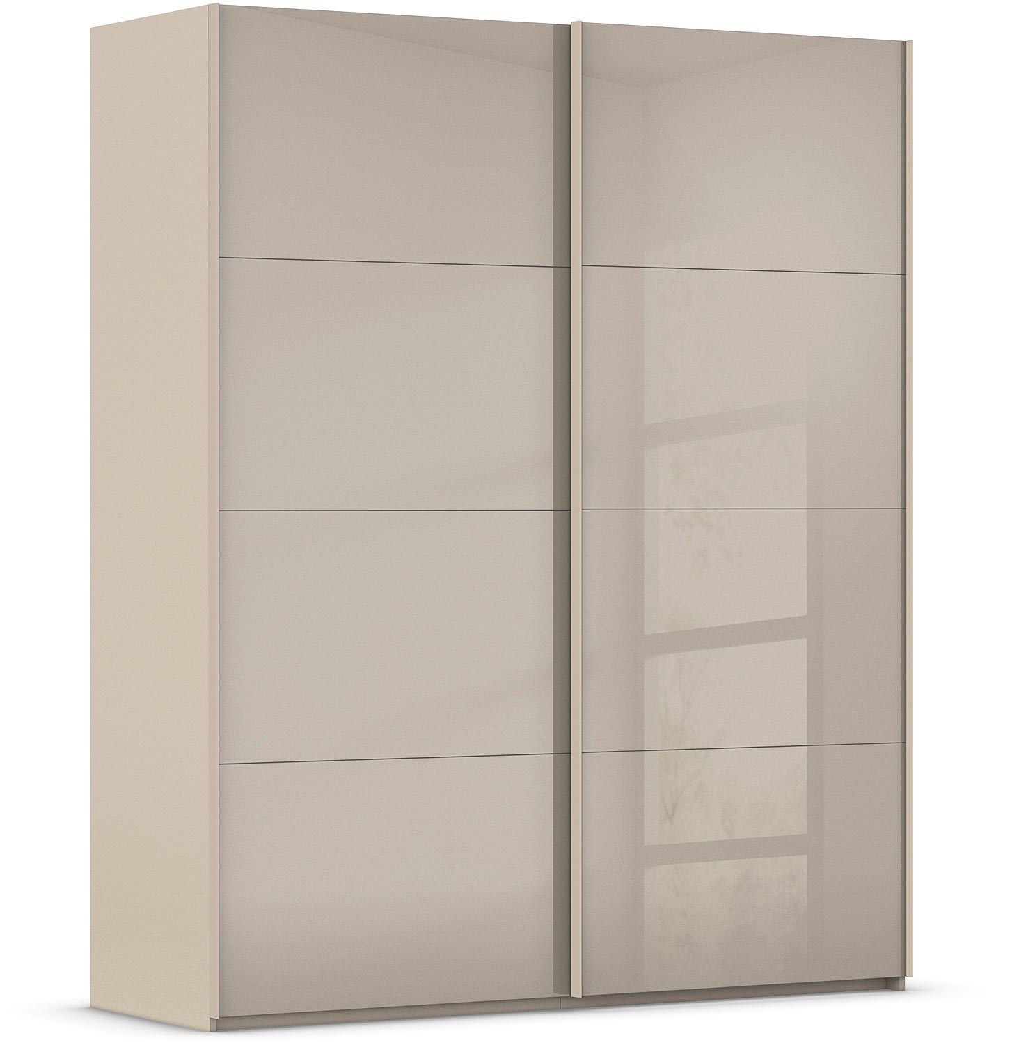 Goossens Excellent Kledingkast Finca Glans Glas, Slaapkamerkast 180 cm breed, 223 cm hoog, 2x 4 paneel glas schuifdeuren