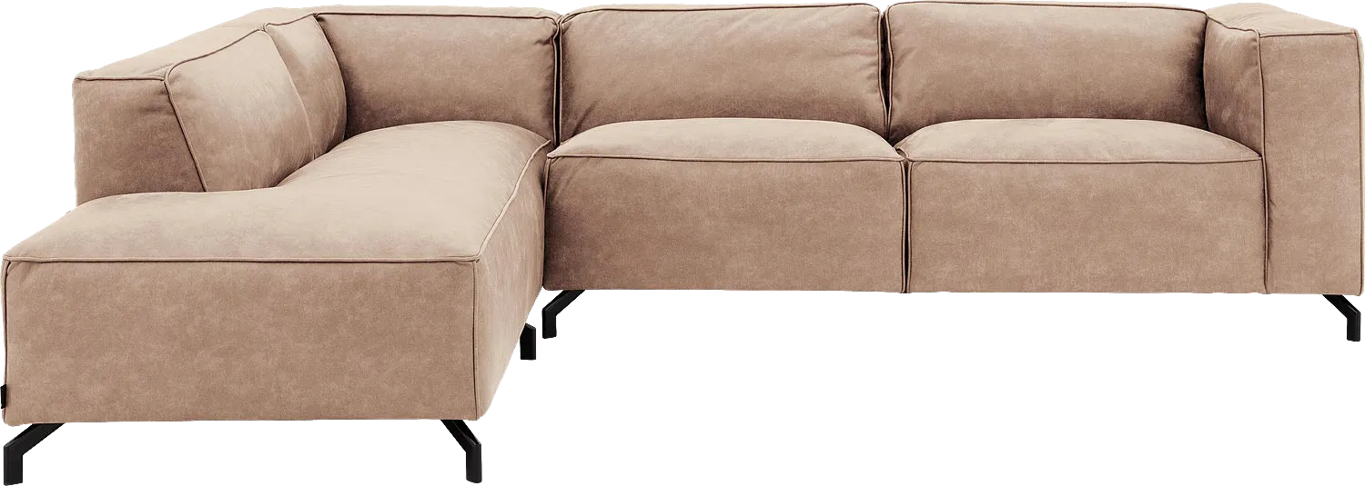 Goossens Bank Calvin beige, micro leer, 3-zits, modern design met ligelement links