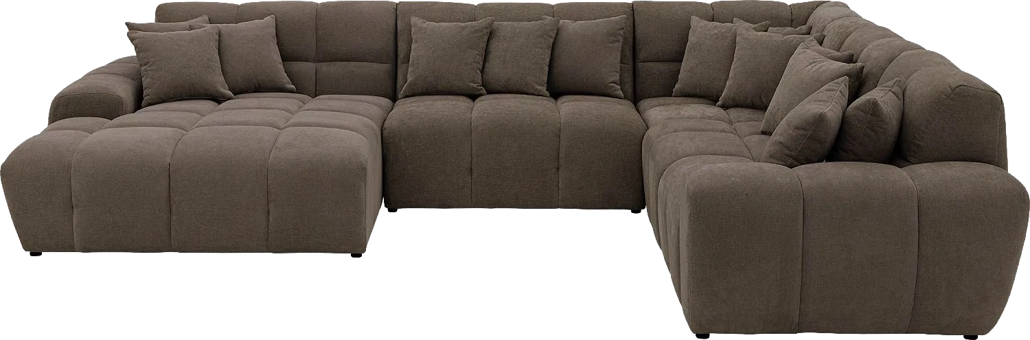Goossens Excellent Bank Kubus bruin, stof, 1,5-zits, modern design