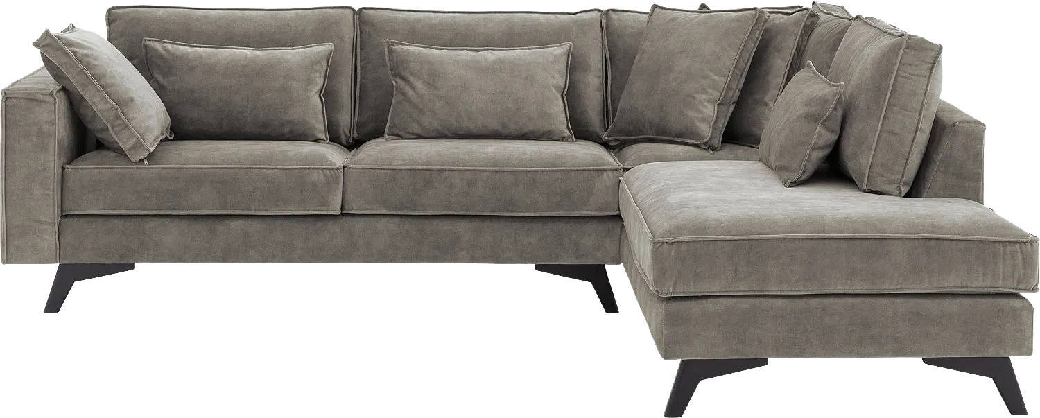 Goossens Bank Chambre grijs, stof, 3-zits, elegant chic met ligelement rechts