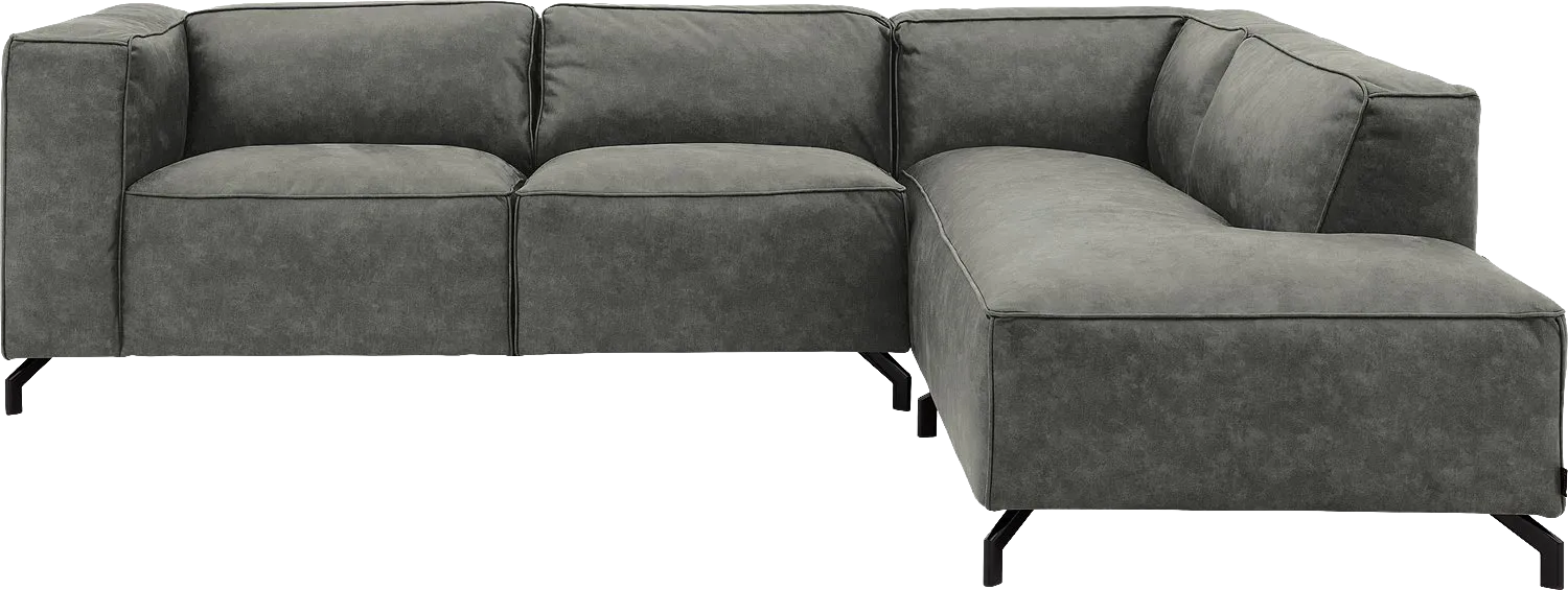Goossens Bank Calvin grijs, micro leer, 2,5-zits, modern design met ligelement rechts