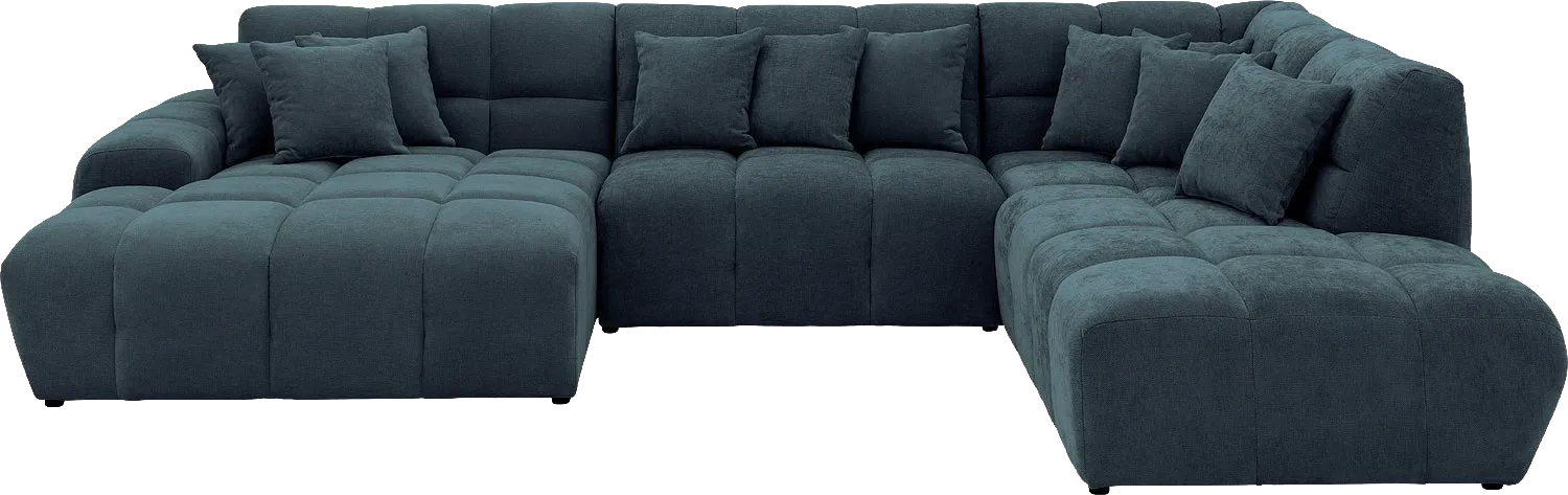 Goossens Excellent Bank Kubus blauw, stof, 1,5-zits, modern design