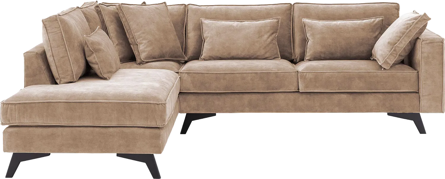 Goossens Bank Chambre bruin, stof, 3-zits, elegant chic met ligelement links