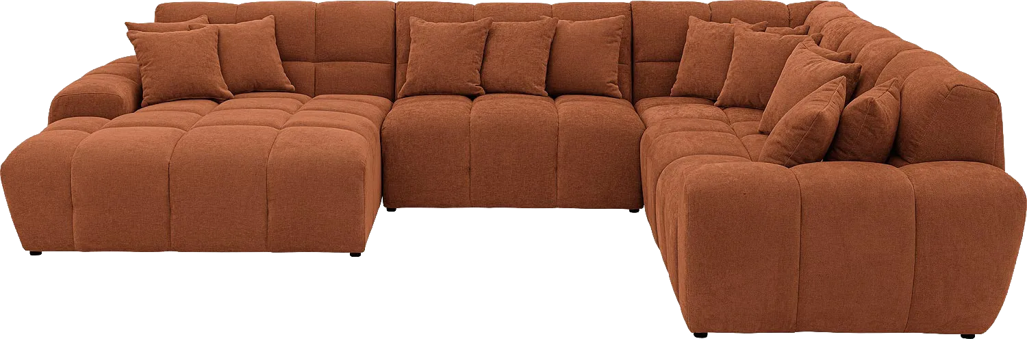 Goossens Excellent Bank Kubus bruin, stof, 1,5-zits, modern design