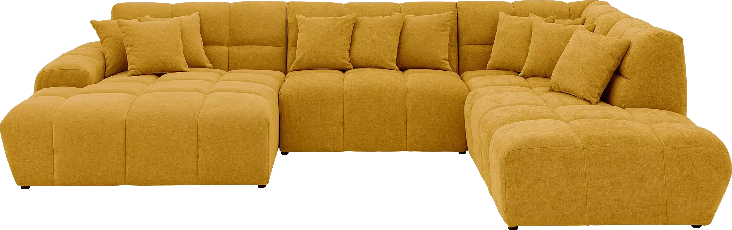 Goossens Excellent Bank Kubus geel, stof, 1,5-zits, modern design