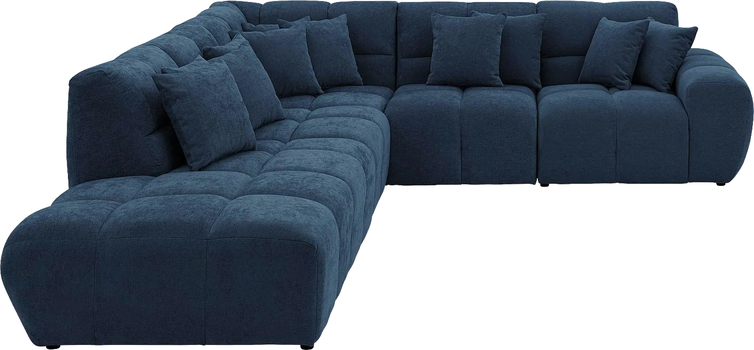 Goossens Excellent Bank Kubus blauw, stof, modern design