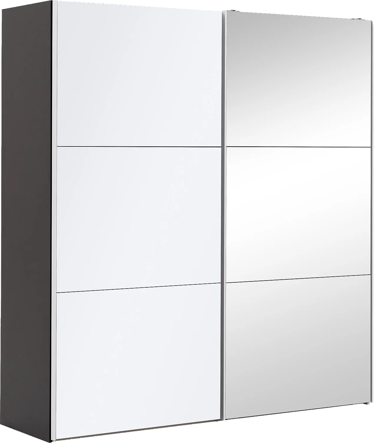 Goossens Kledingkast Easy Storage Sdk, 203 cm breed, 220 cm hoog, 1x 3 paneel glas schuifdeur li en 1x 3 paneel spiegel schuifdeur re