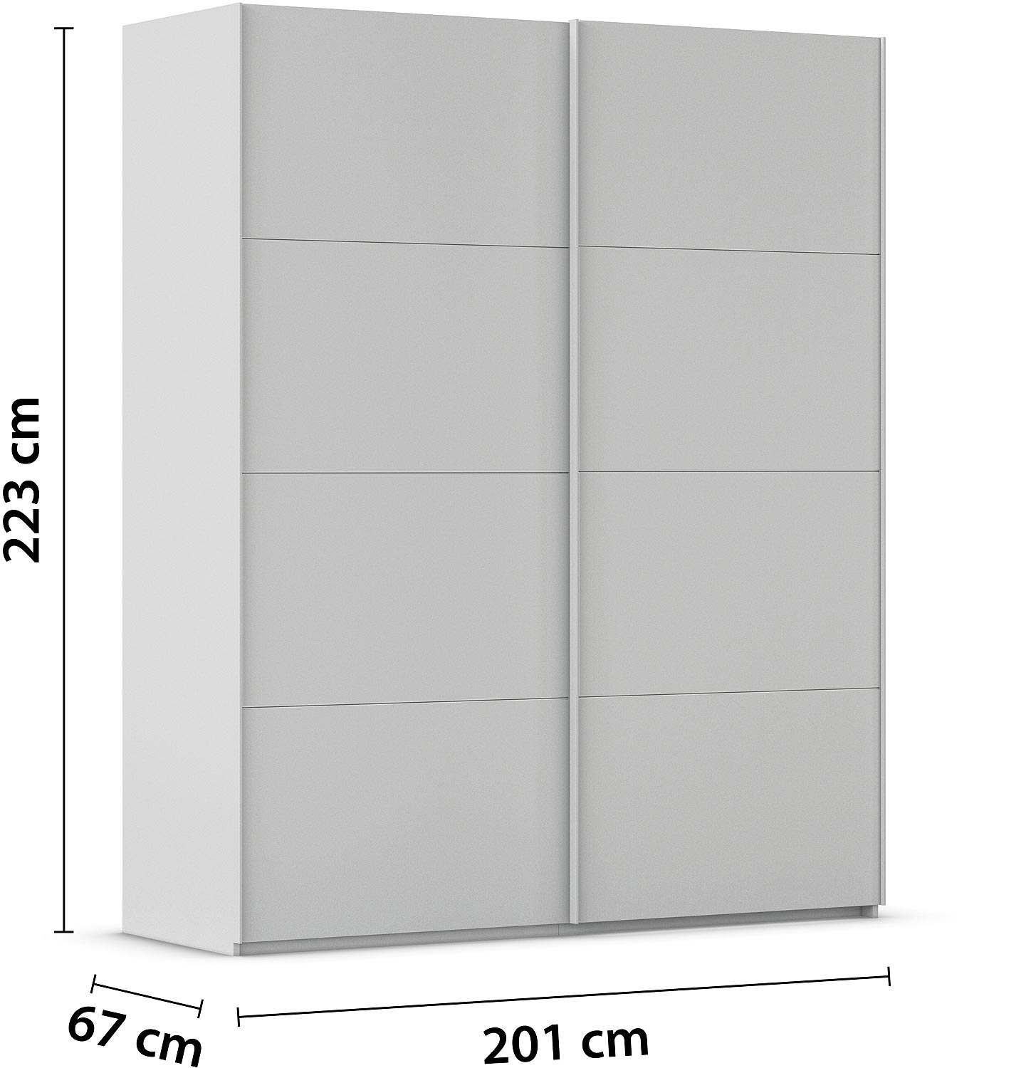 Goossens Excellent Kledingkast Finca Mat Glas, Slaapkamerkast 200 cm breed, 223 cm hoog, 2x 4 paneel glas schuifdeuren