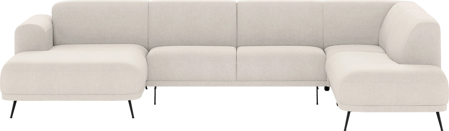 Goossens Bank Shallow beige, stof, stijlvol landelijk