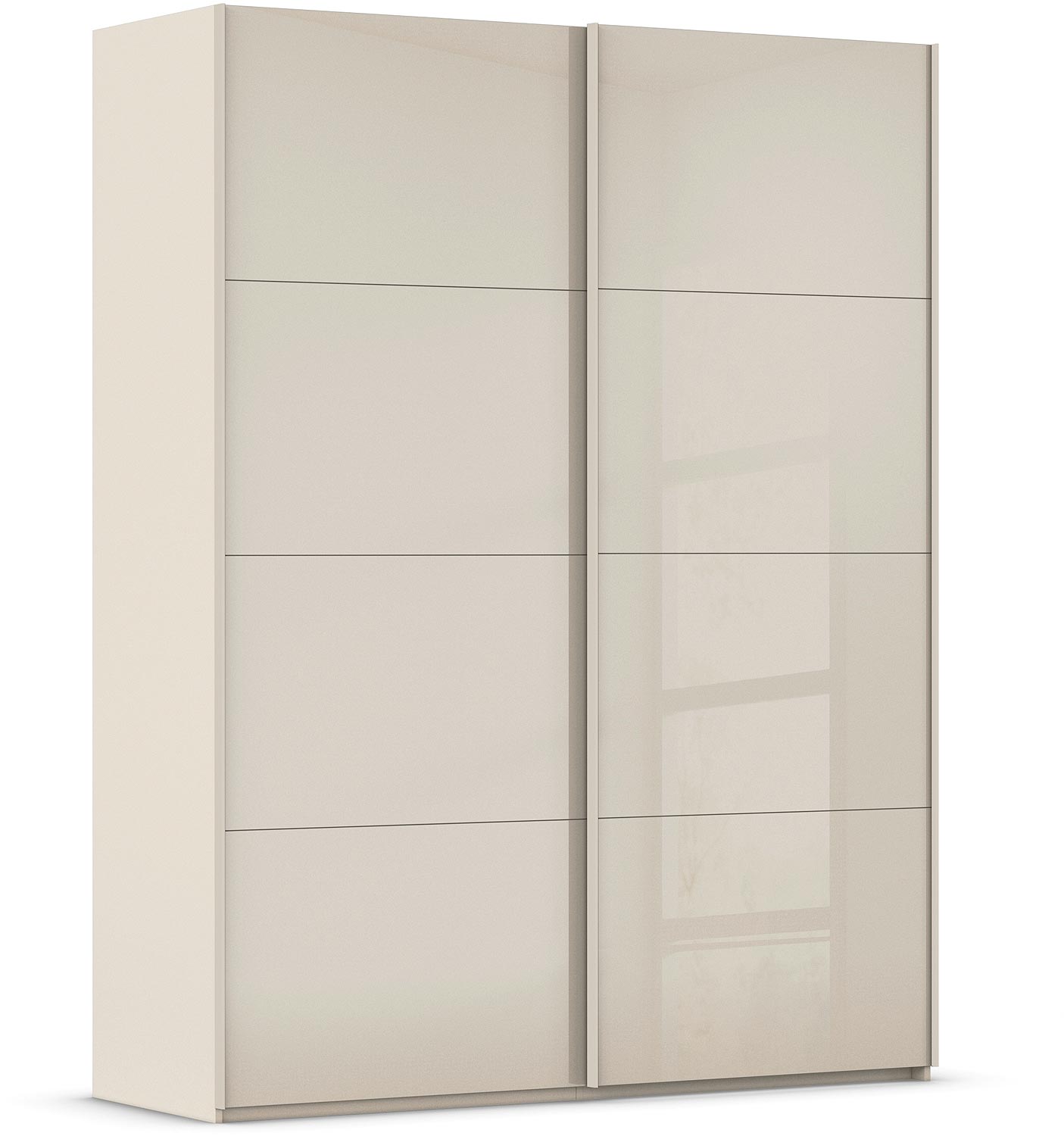 Goossens Excellent Kledingkast Finca Glans Glas, Slaapkamerkast 180 cm breed, 236 cm hoog, 2x 4 paneel glas schuifdeuren