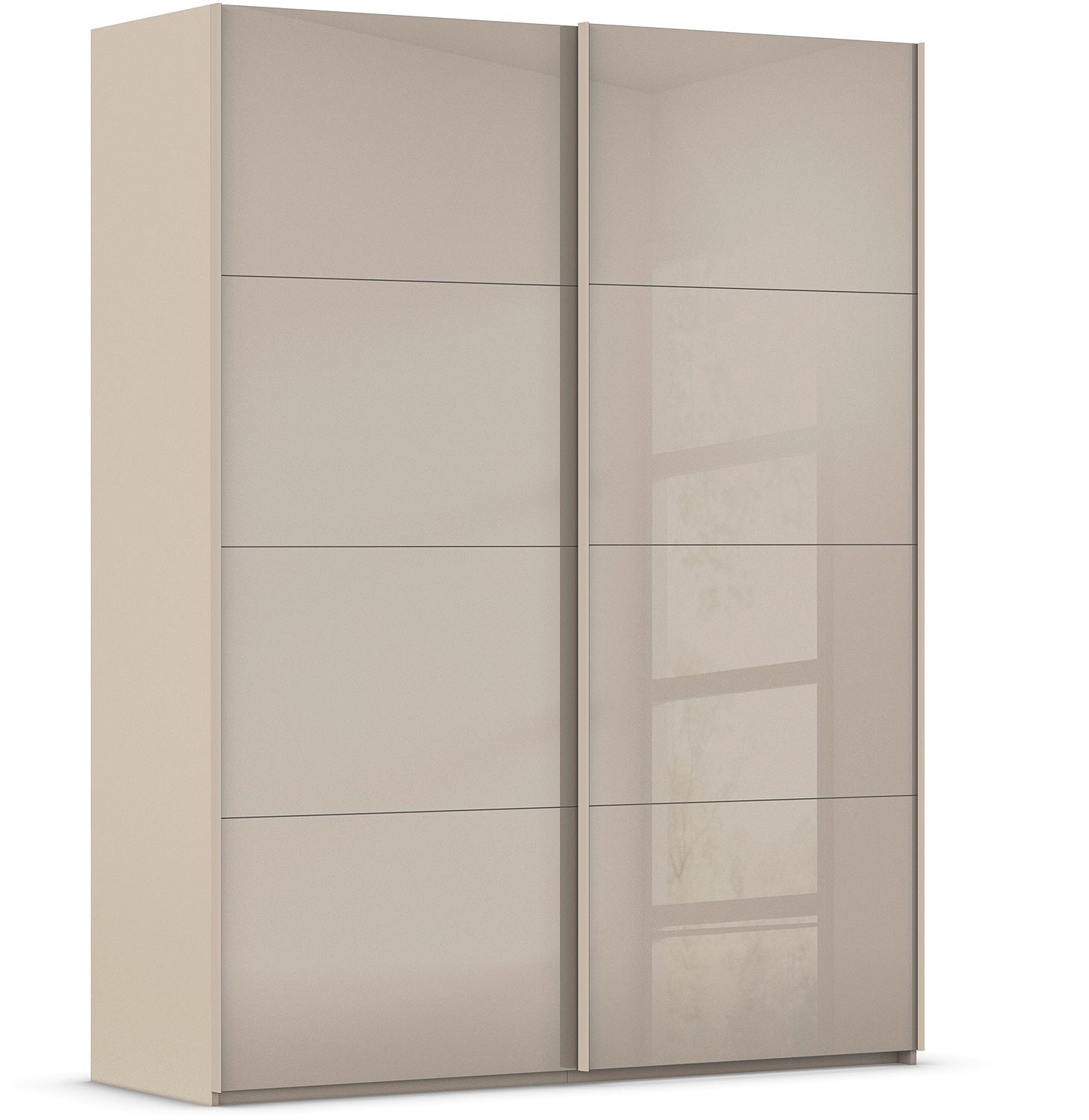 Goossens Excellent Kledingkast Finca Glans Glas, Slaapkamerkast 200 cm breed, 236 cm hoog, 2x 4 paneel glas schuifdeuren