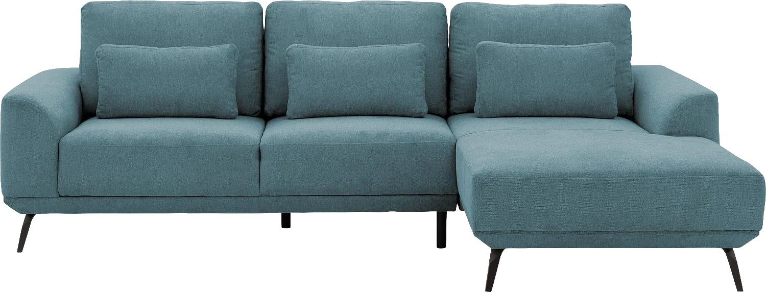 Goossens Excellent Bank Princess Met Elektrisch Uitschuifbaar Zitvlak blauw, stof, 3-zits, elegant chic met chaise longue rechts