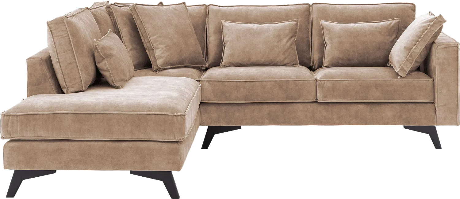 Goossens Bank Chambre bruin, stof, 2-zits, elegant chic met ligelement links