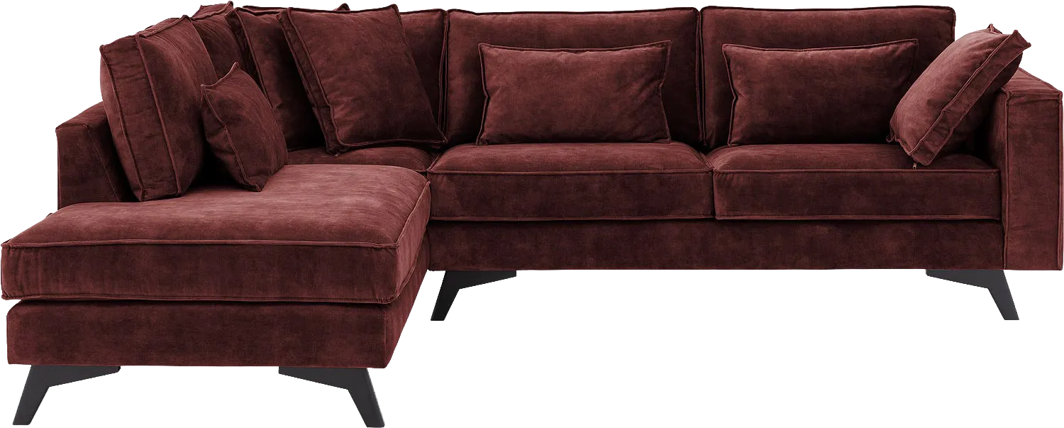 Goossens Bank Chambre rood, stof, 3-zits, elegant chic met ligelement links
