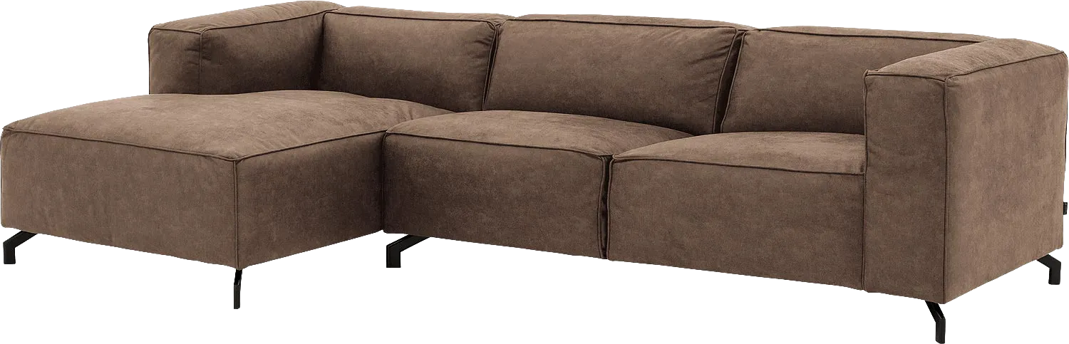 Goossens Bank Calvin bruin, micro leer, 3-zits, modern design