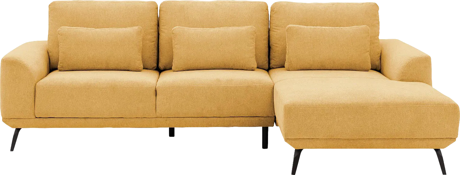 Goossens Excellent Bank Princess Met Elektrisch Uitschuifbaar Zitvlak geel, stof, 2,5-zits, elegant chic met chaise longue rechts