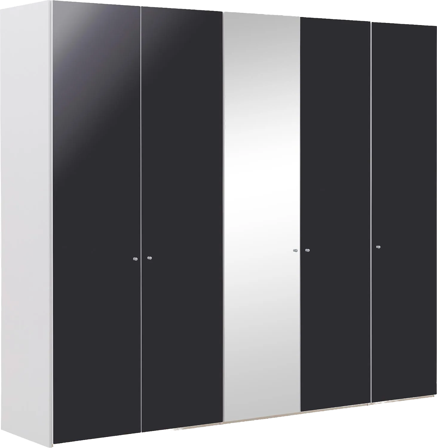 Goossens Kledingkast Easy Storage Ddk, Kledingkast 253 cm breed, 220 cm hoog, 4x draaideur en 1x spiegel draaideur midden